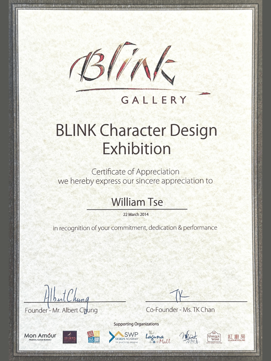 Certificate of Appreciation by Blink Gallery